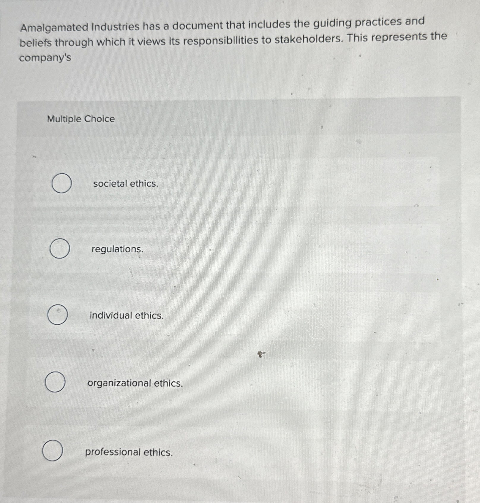  Amalgamated Industries has a document that includes the guiding practices and