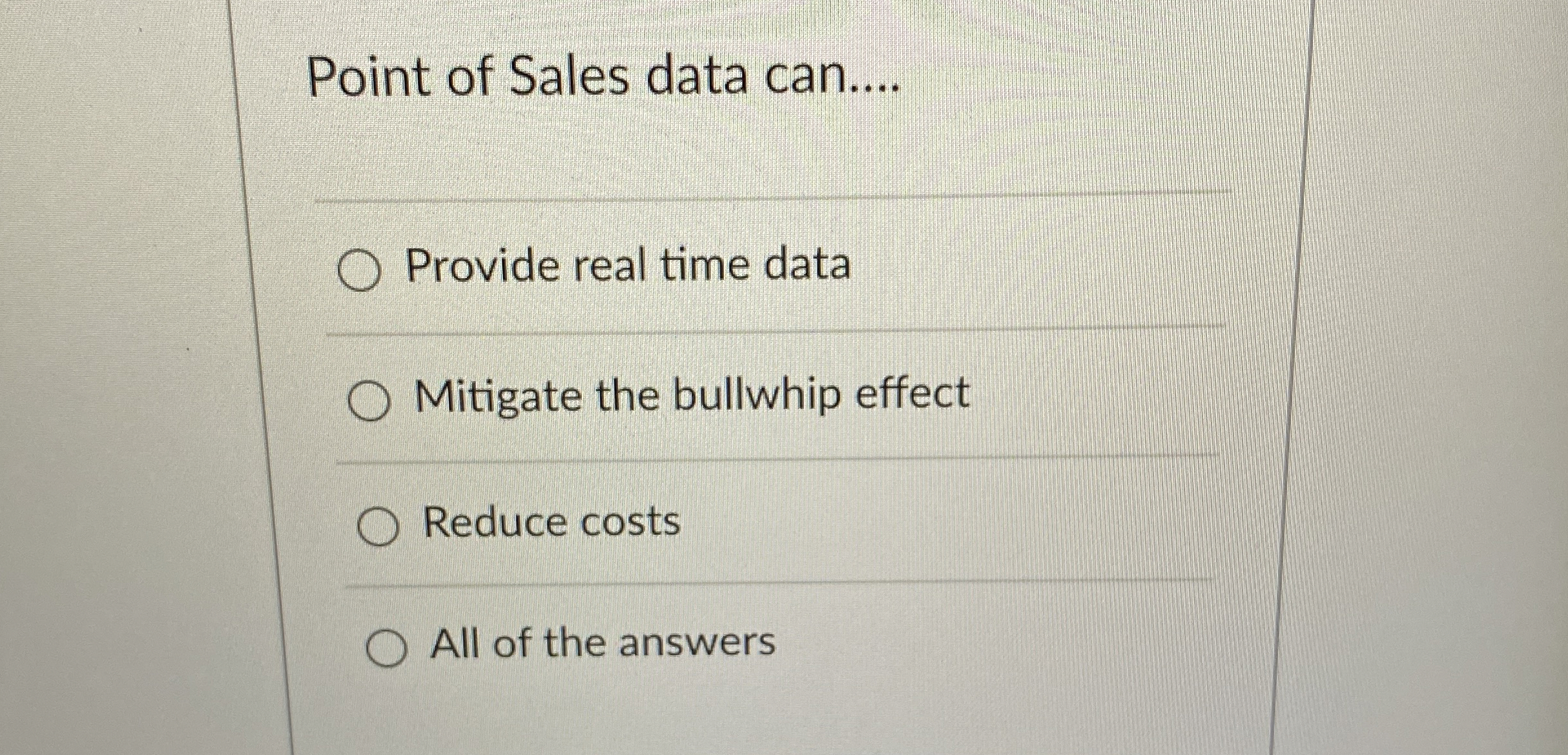  Point of Sales data can.... Provide real time data Mitigate the