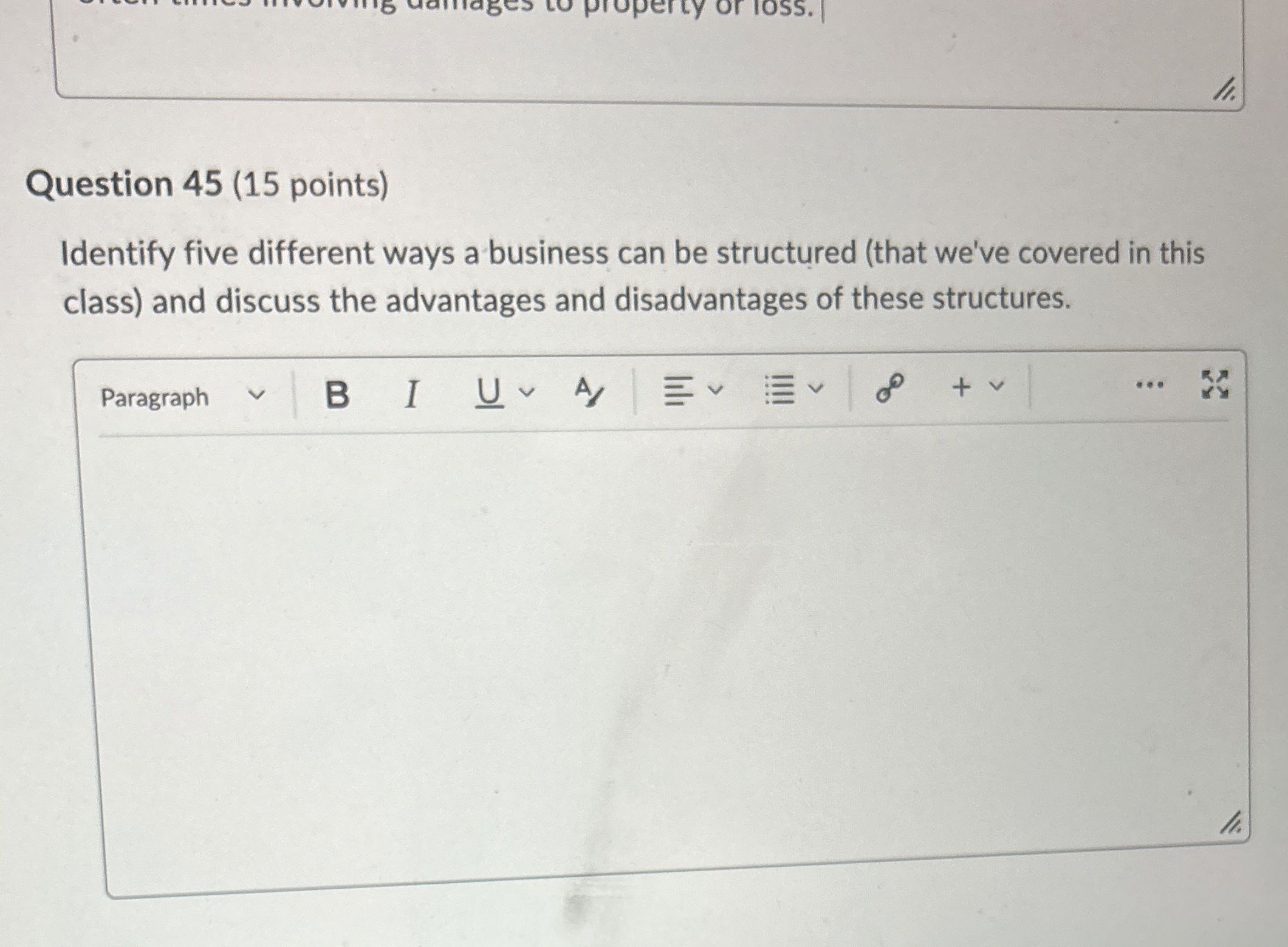  Question 45(15 points) Identify five different ways a business can be
