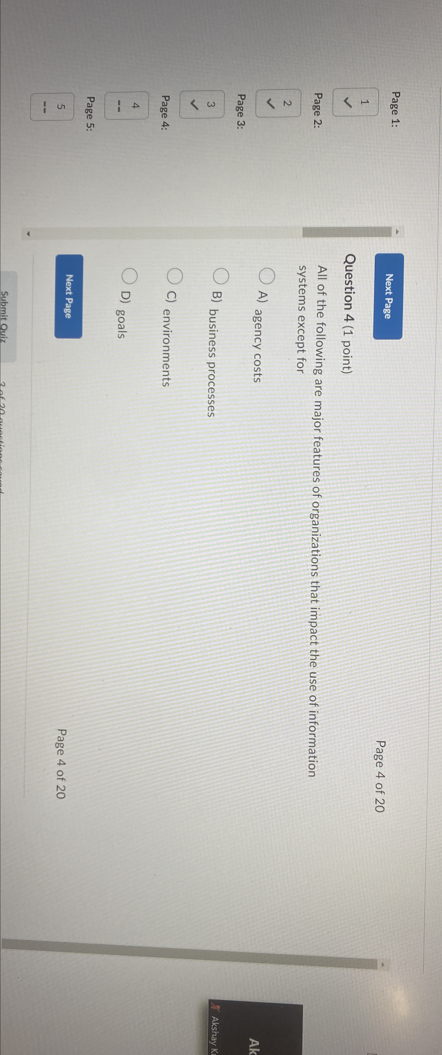  Page 1: 1 Page 2: 2Page 5:55 Question 4(1 point) All