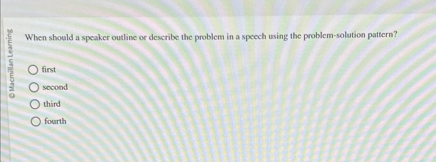  When should a speaker outline or describe the problem in a