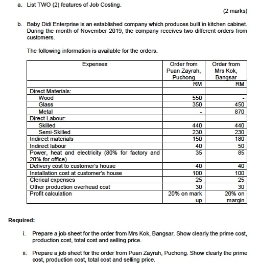 received an order from a customer to produce 200 unit of customized