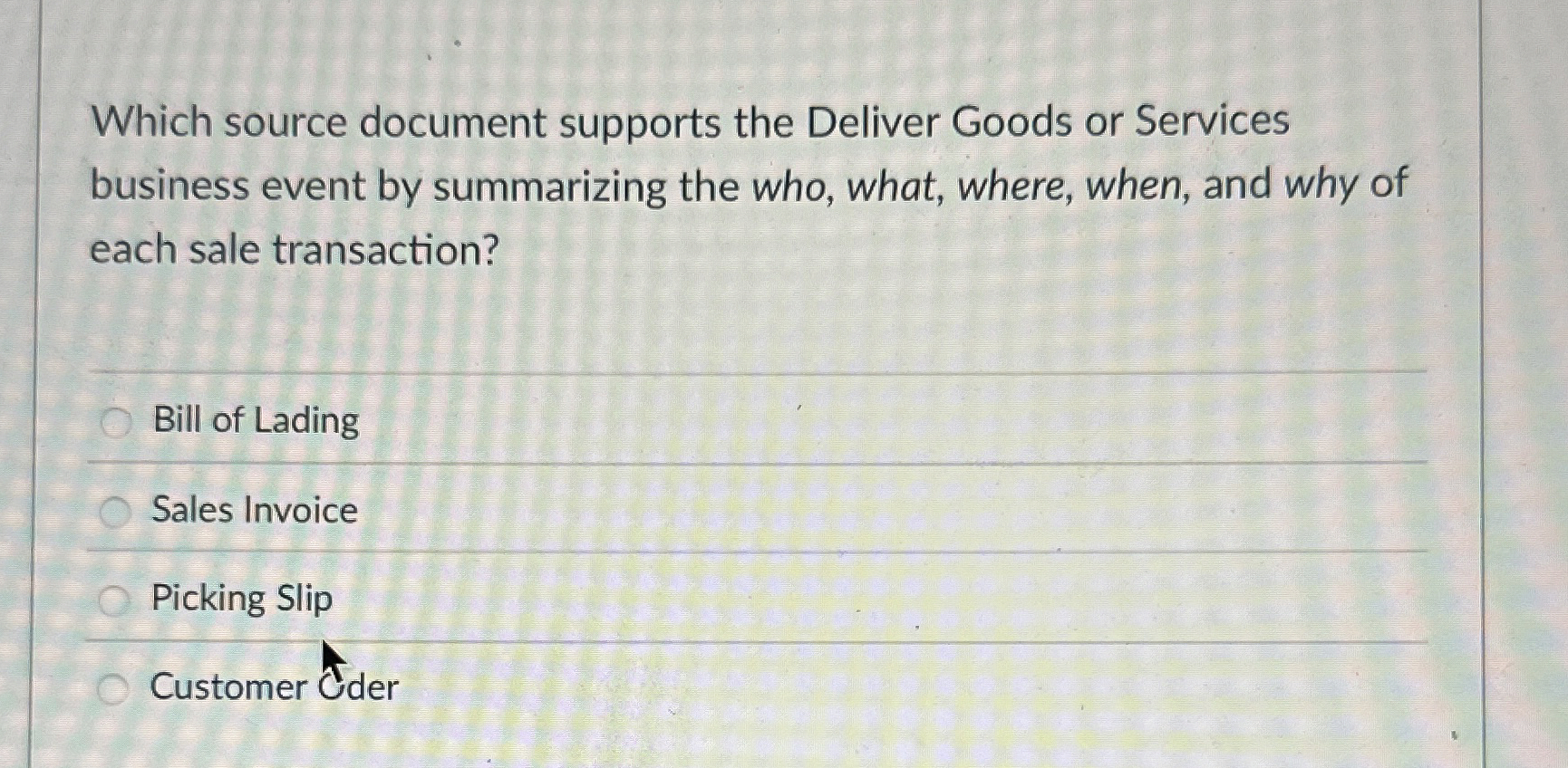  Which source document supports the Deliver Goods or Services business event