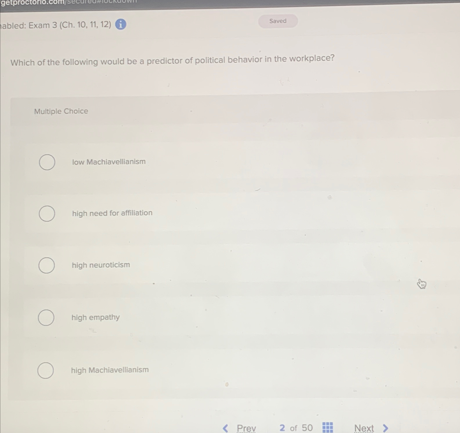  1abled: Exam 3(Ch.10,11,12) Which of the following would be a predictor