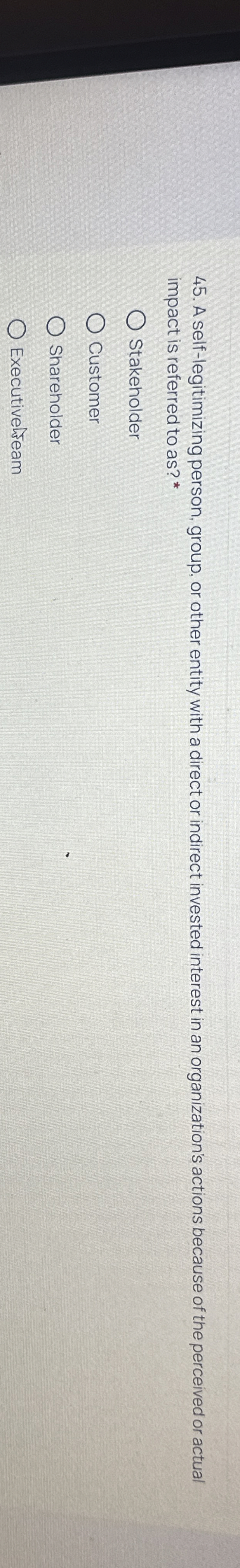  A self-legitimizing person, group, or other entity with a direct or