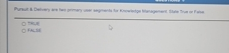  Pursuit and Delivery are two primary user segments for Knowledge Managernent