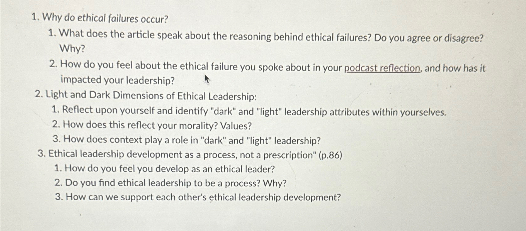  Why do ethical failures occur? What does the article speak about