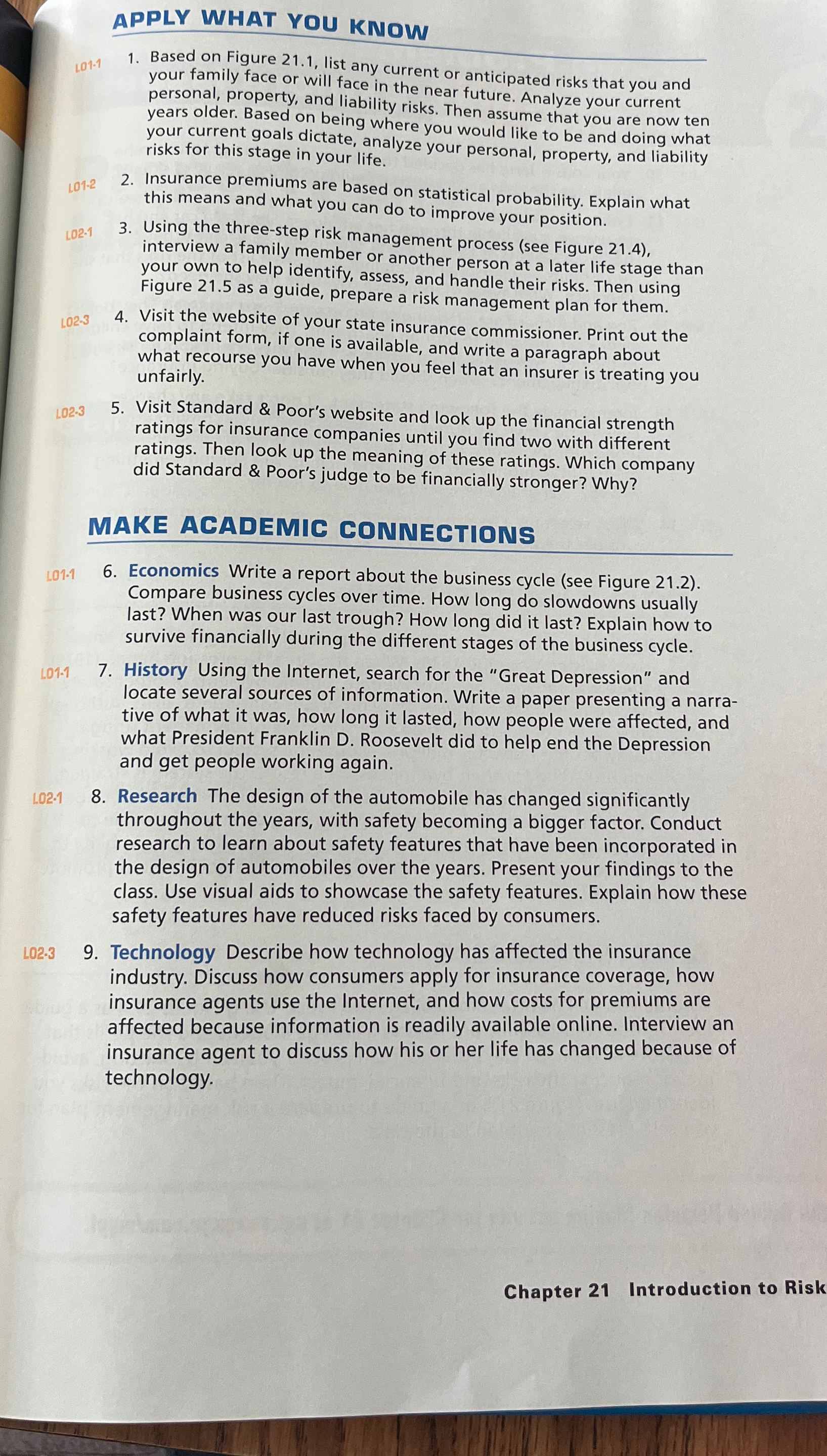  APPLY WHAT YOU KNOW 101-1 Based on Figure 21.1, list any