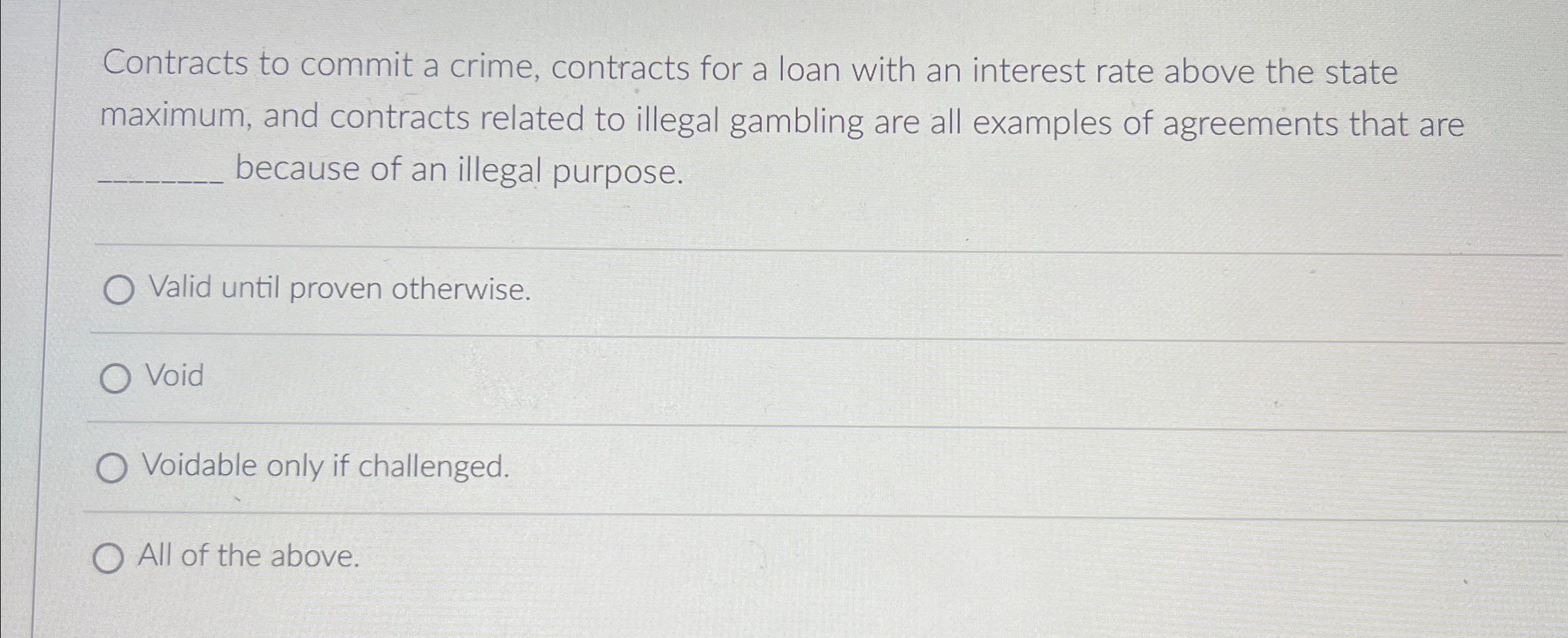 Contracts to commit a crime, contracts for a loan with an