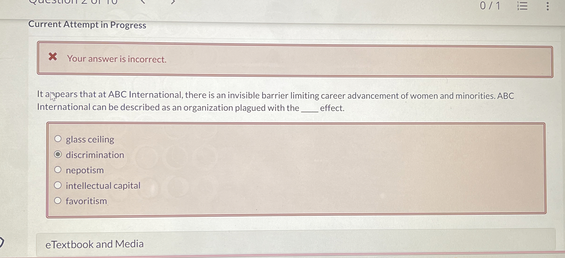  Current Attempt in Progress Your answer is incorrect. It awpears that