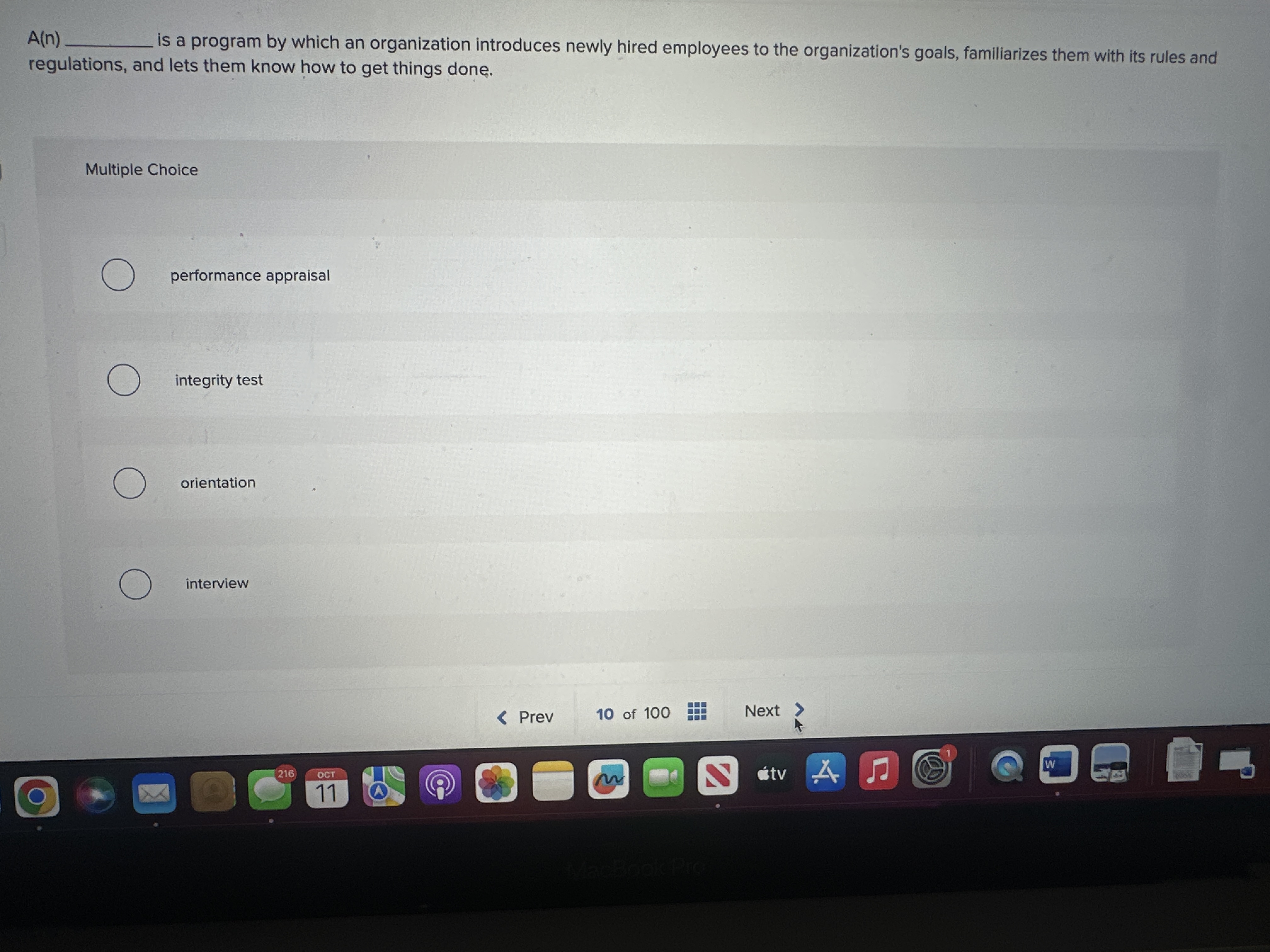  is a program by which an organization introduces newly hired employees