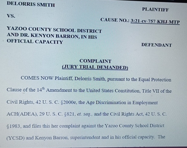  DELORRIS SMITH PLAINTIFF VS. CAUSE NO.: 3:21-cV-757-KHJ-MTP YAZOO COUNTY SCHOOL DISTRICT