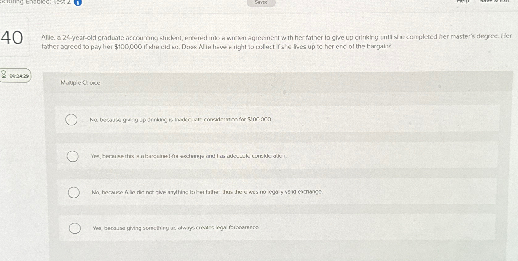  Saved 40 Allie, a 24-year-old graduate accounting student, entered into a