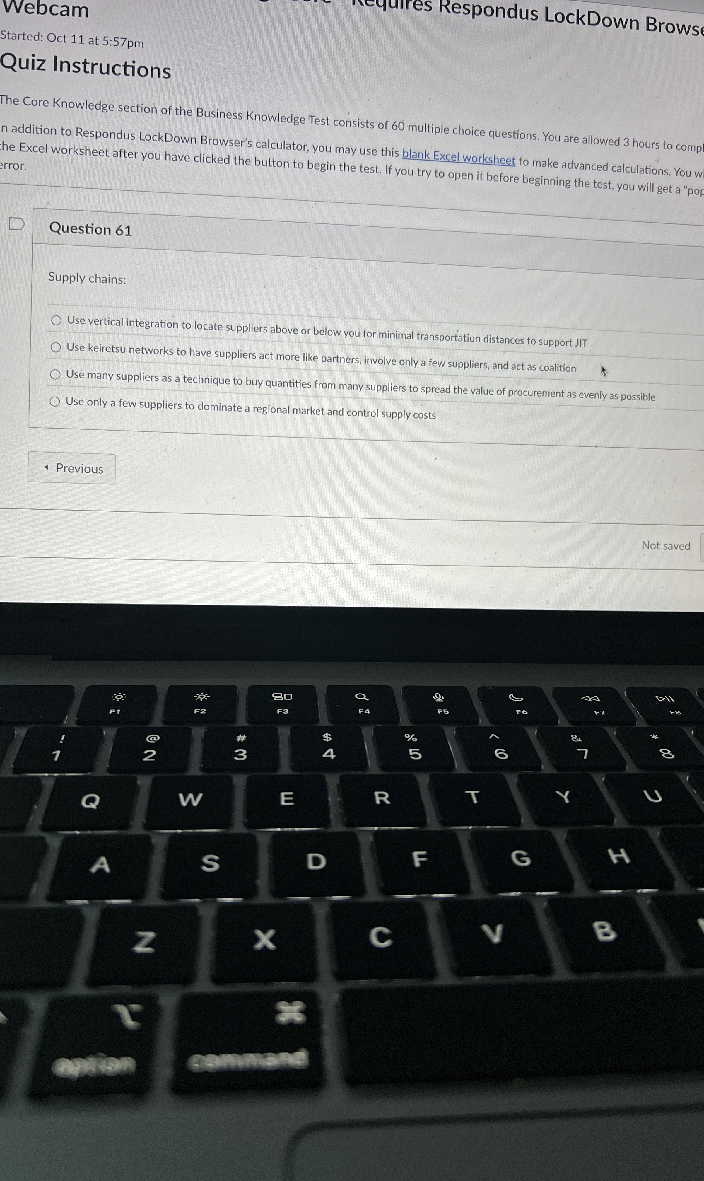  Question 61 Supply chains: Use vertical integration to locate suppliers above