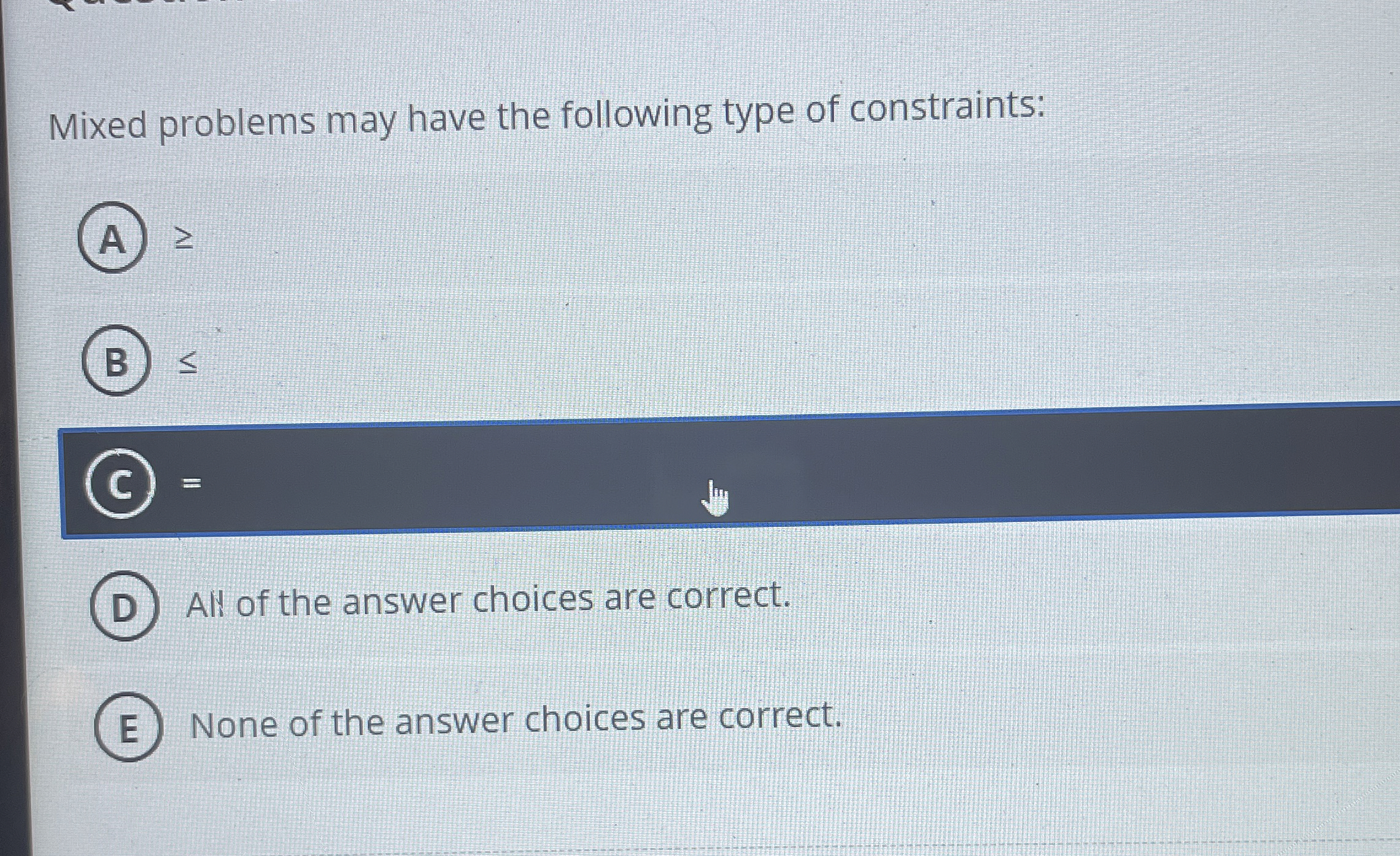  In robust optimization, what is meant by the term "hard constraint"?