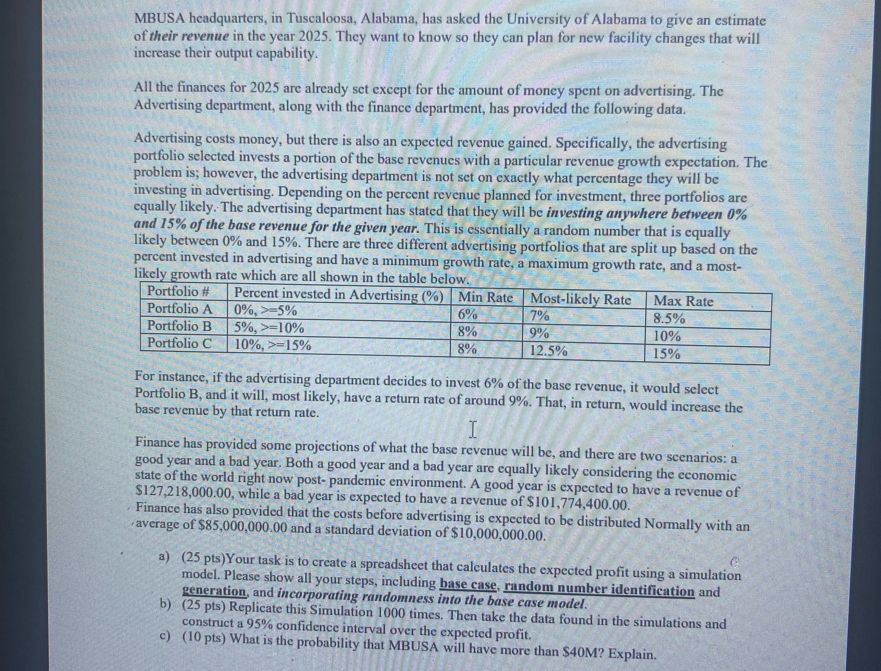  Use Excel and show steps and solutions 