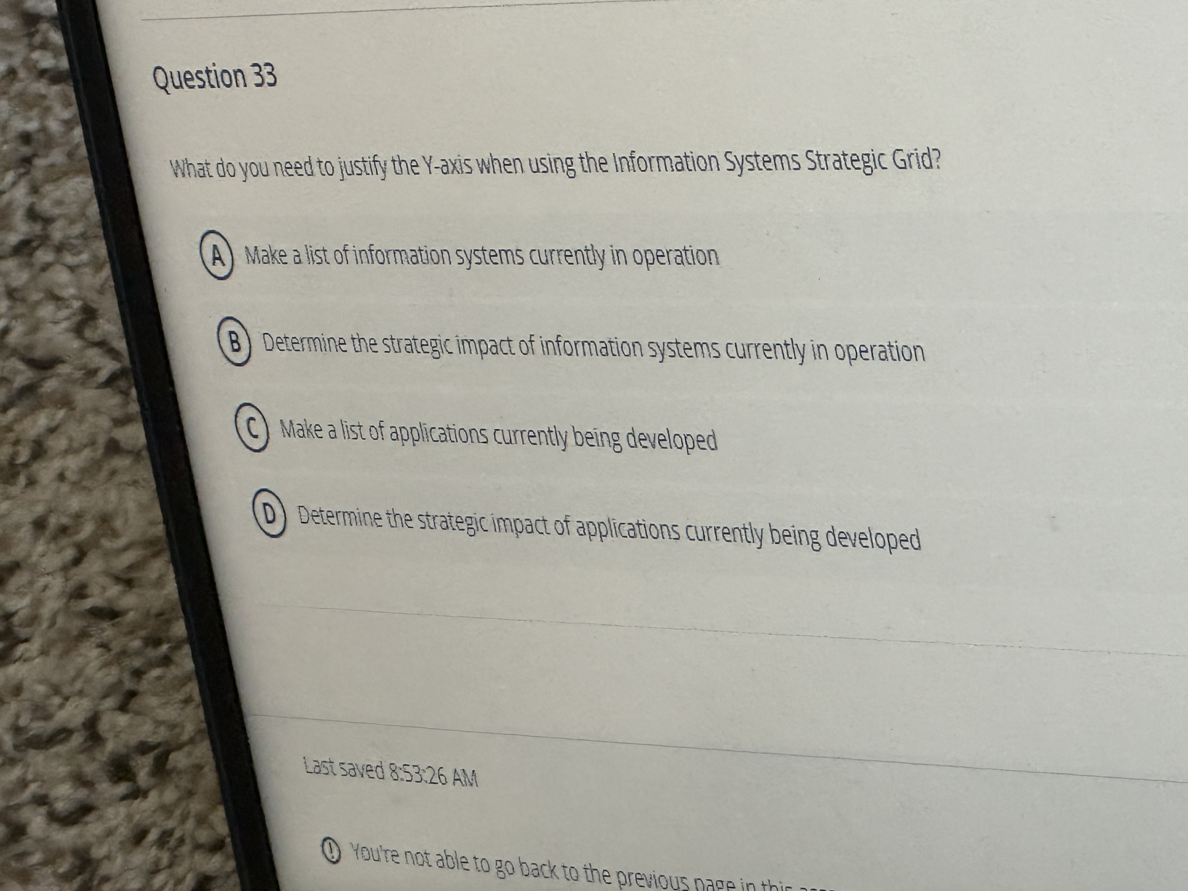  Question 33 What do you need to justify the Y-axis when