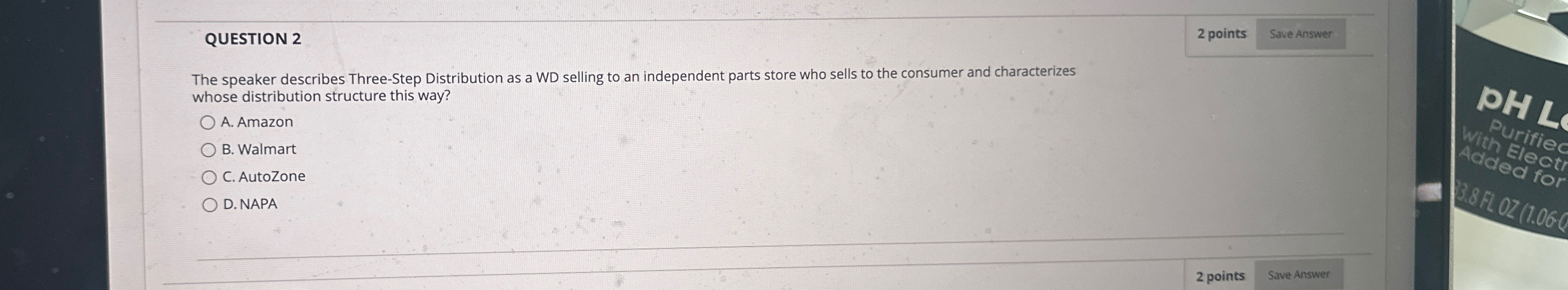  QUESTION 2 The speaker describes Three-Step Distribution as a WD selling