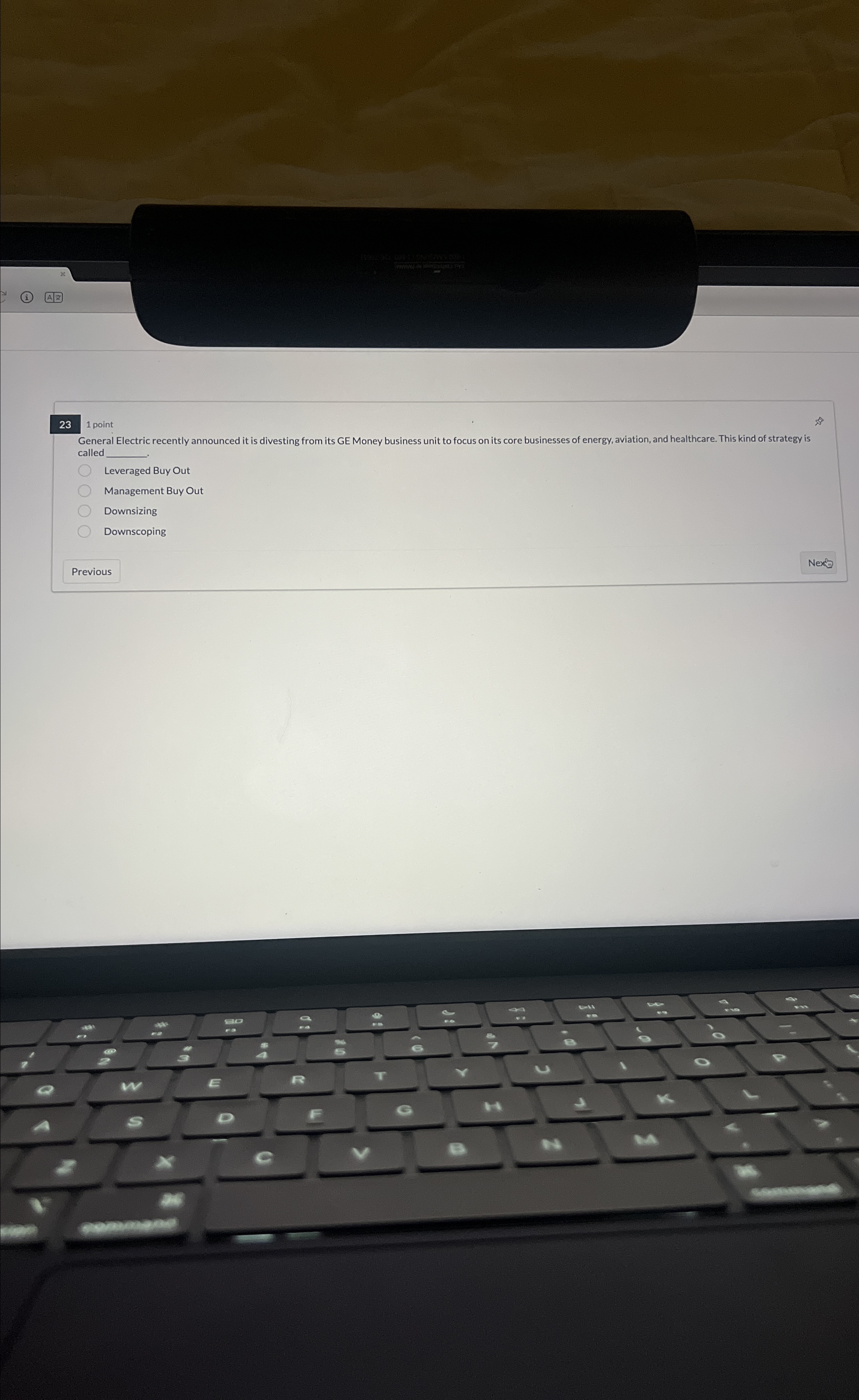  23 1 point General Electric recently announced it is divesting from