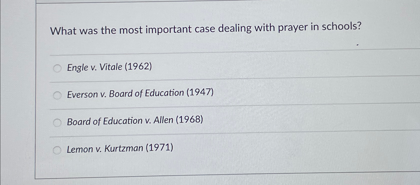  What was the most important case dealing with prayer in schools?
