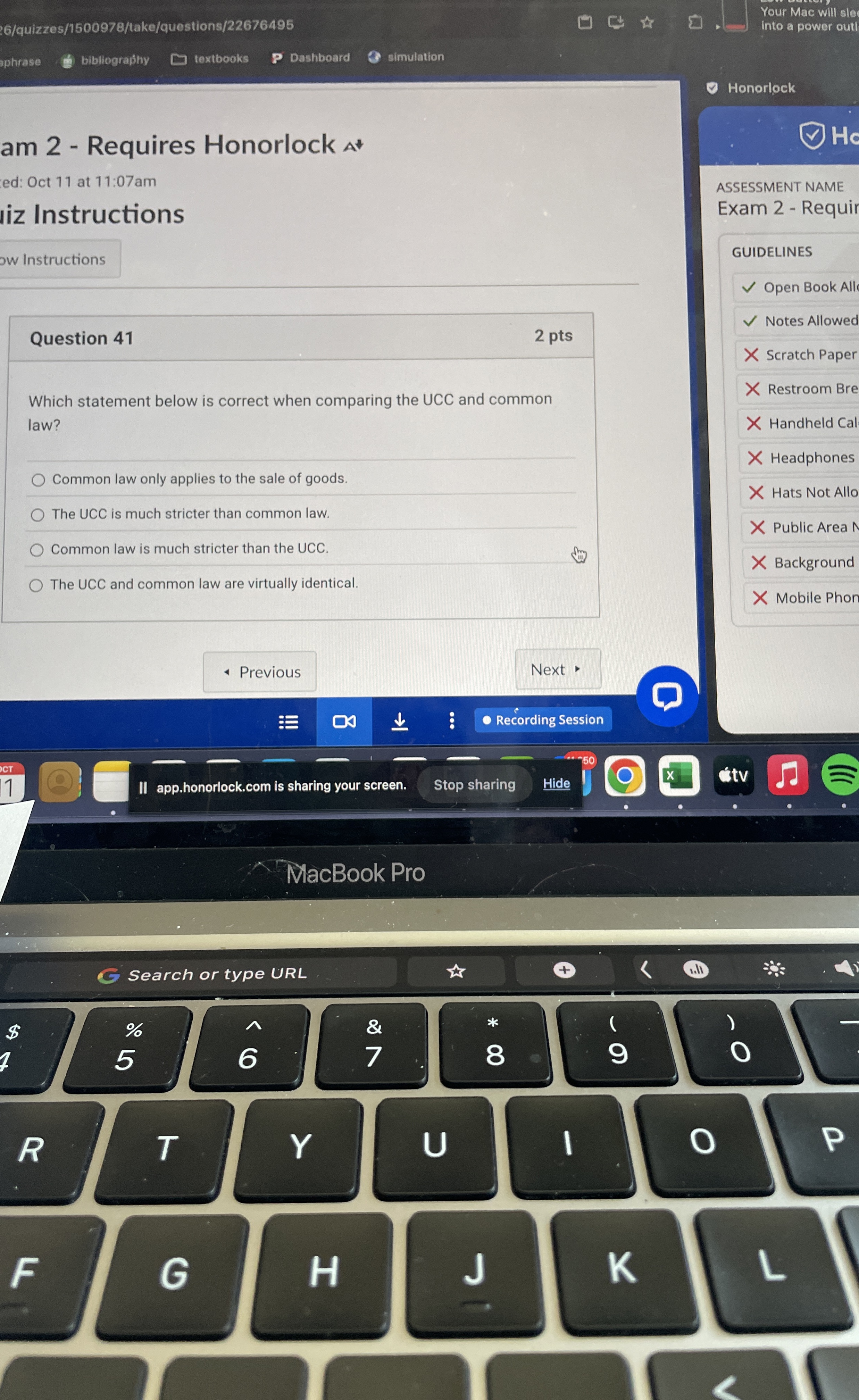  Question 41 Which statement below is correct when comparing the UCC