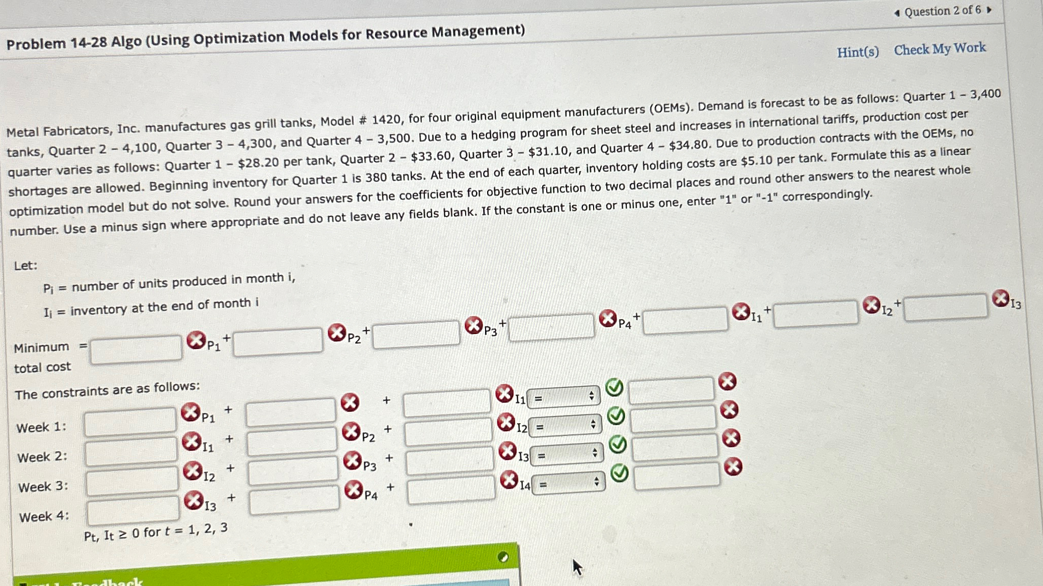  Problem 14-28 Algo (Using Optimization Models for Resource Management) Question 2