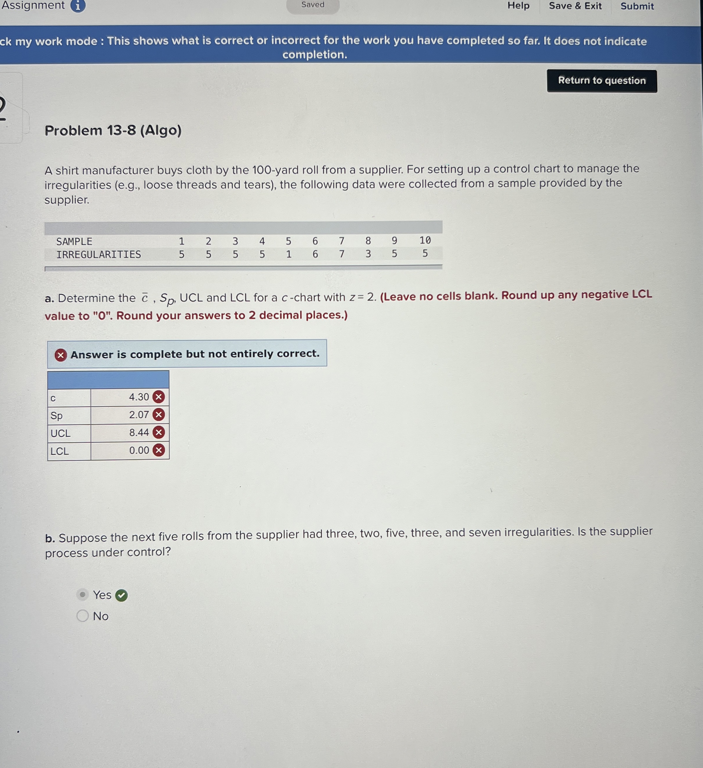  Assignment i Help Save & Exit Submit ck my work mode