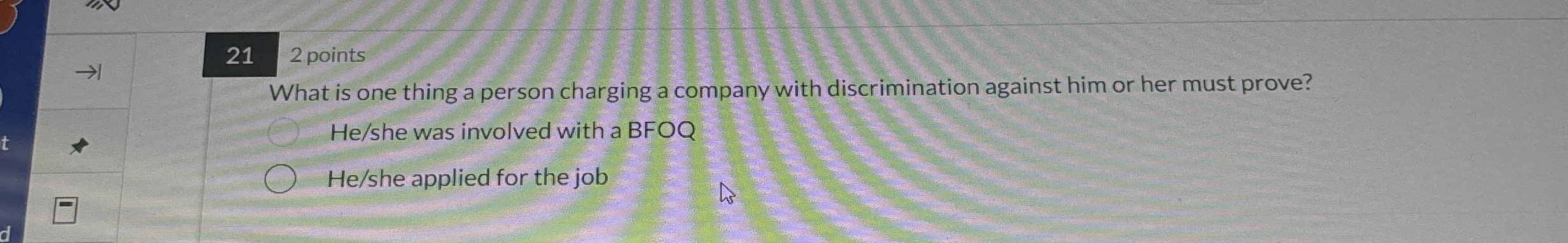  21 2 points What is one thing a person charging a