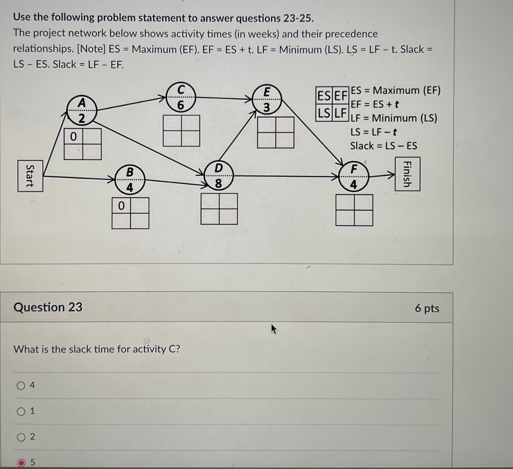  Use the following problem statement to answer questions 23-25. The project