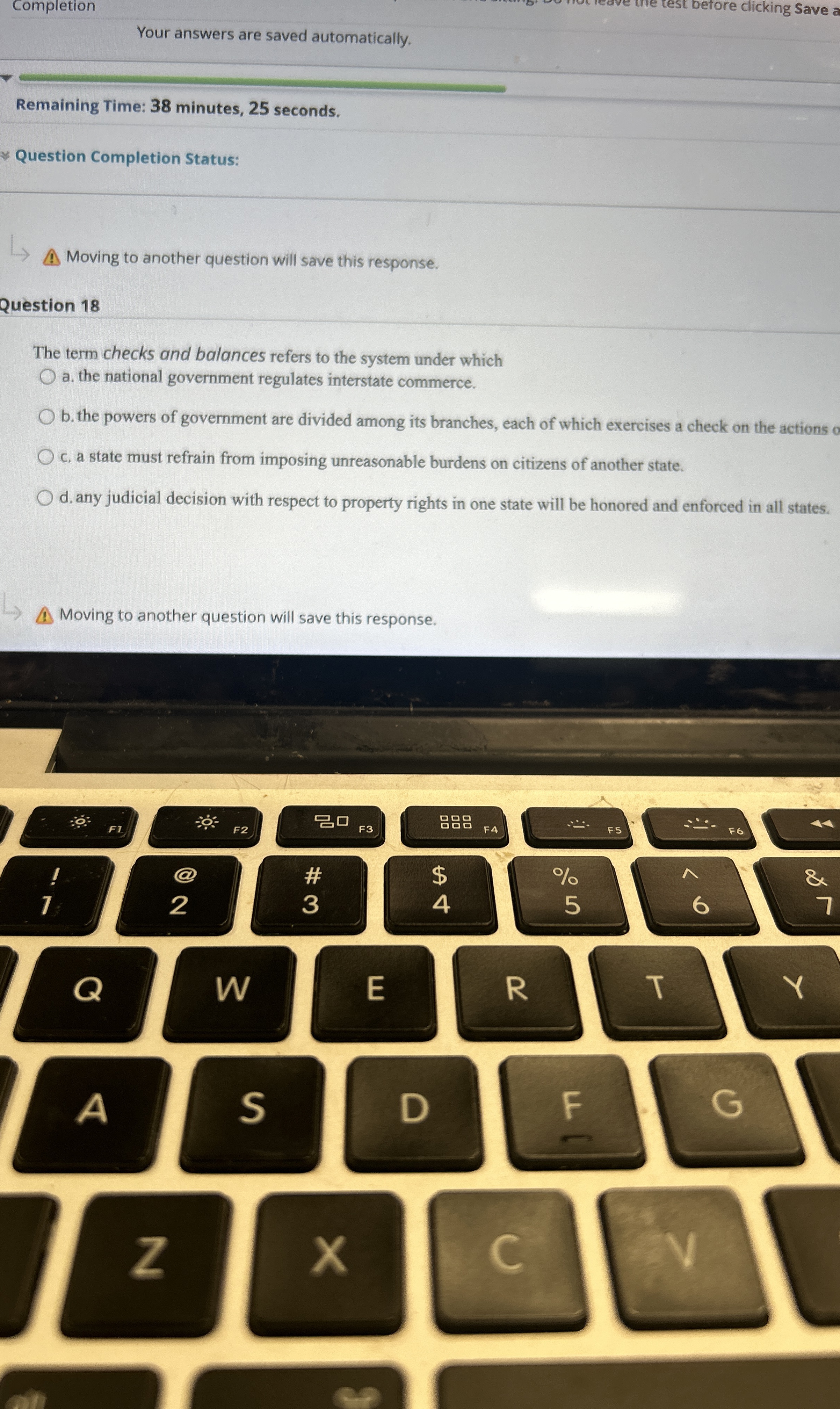  Completion Your answers are saved automatically. Remaining Time: 38 minutes, 25