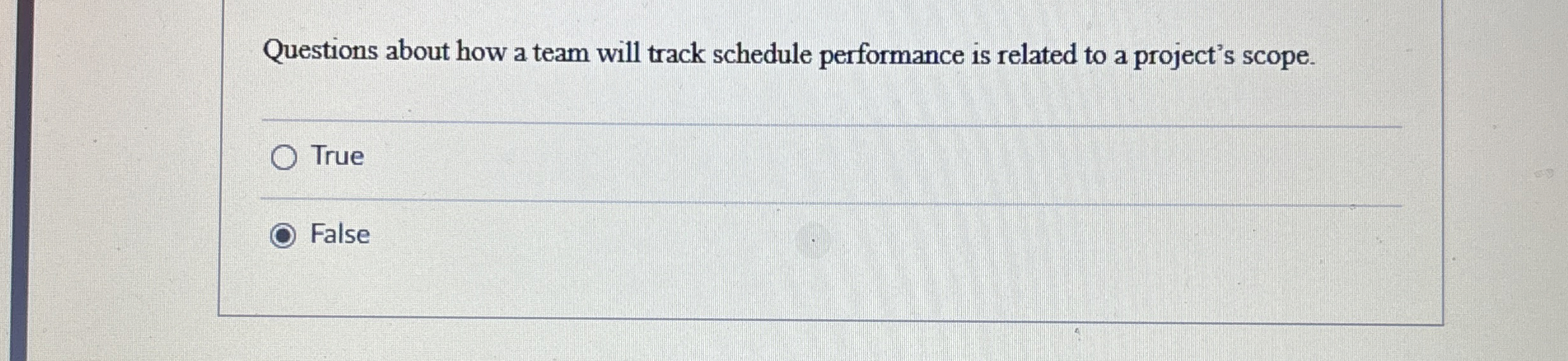  Questions about how a team will track schedule performance is related