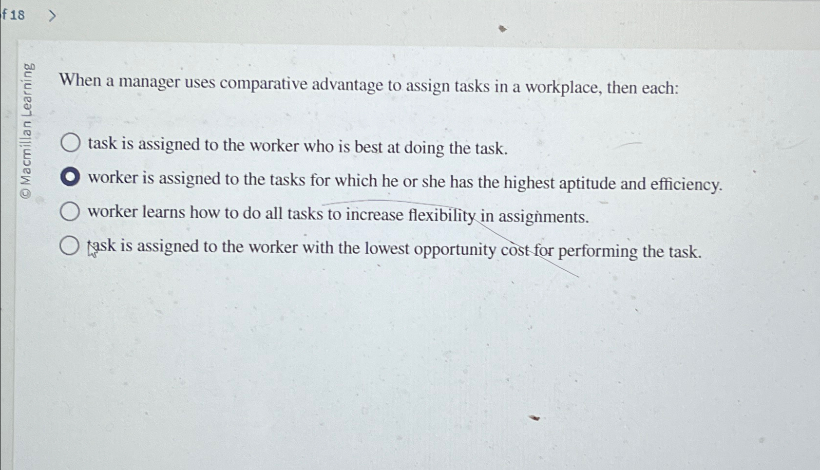  f 18 . When a manager uses comparative advantage to assign