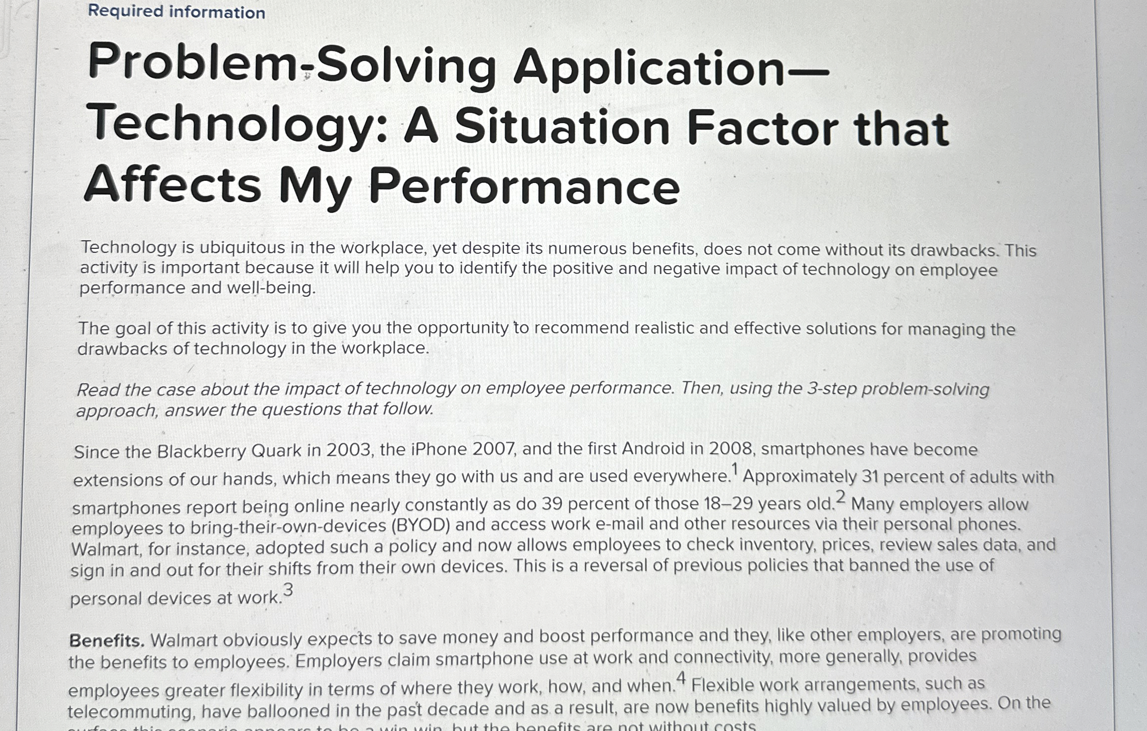  Required information Problem-Solving Application Technology: A Situation Factor that Affects My