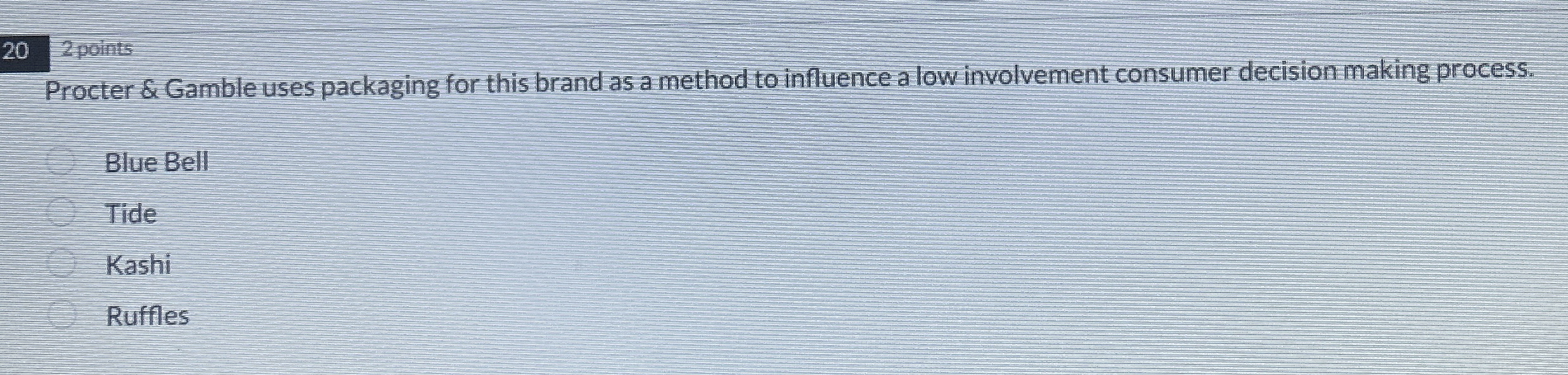  2 points Procter & Gamble uses packaging for this brand as