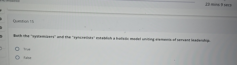  23 mins 9 secs Question 15 Both the "systemizers" and the