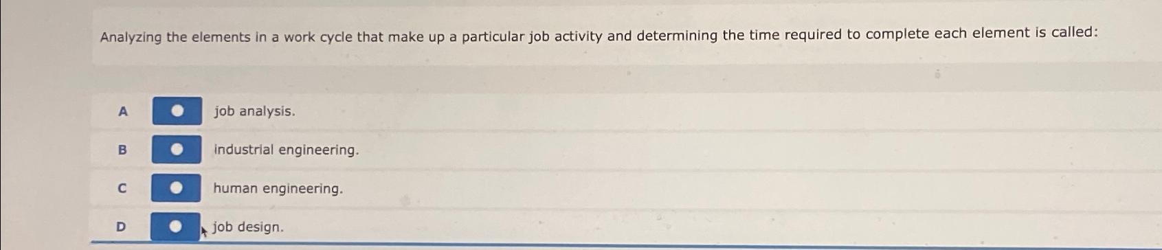  Analyzing the elements in a work cycle that make up a