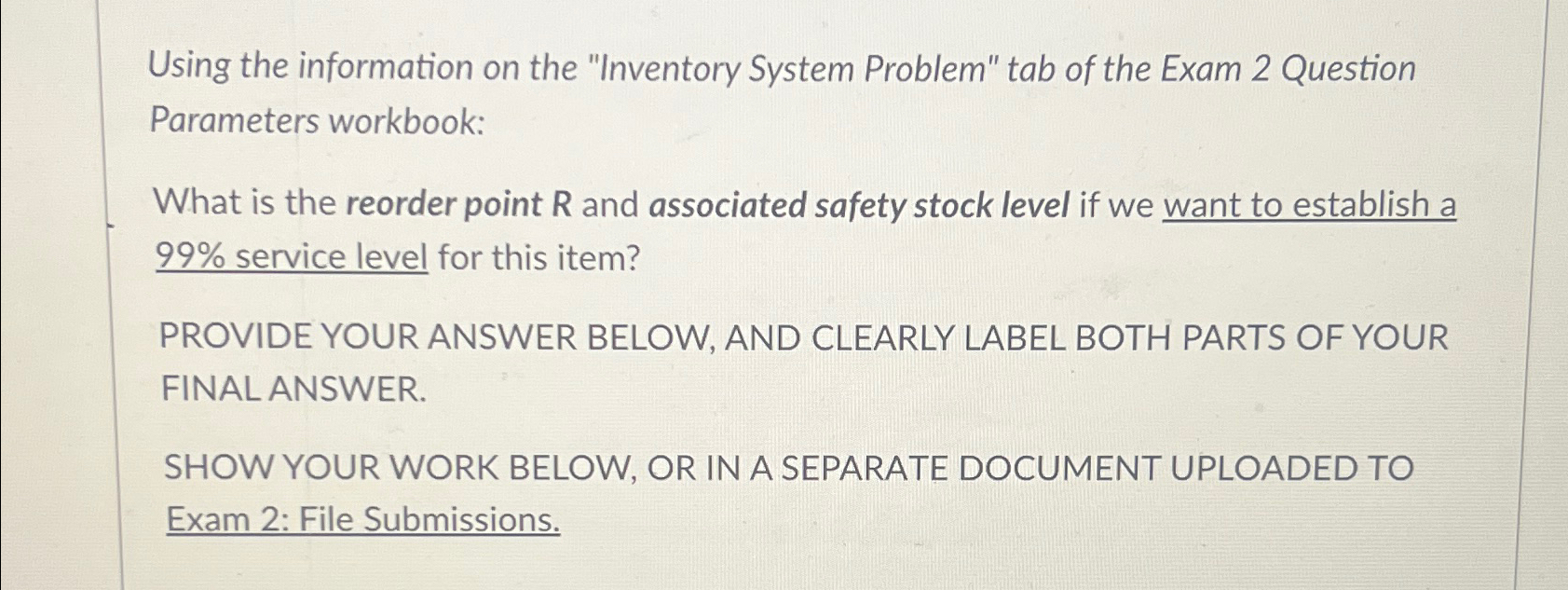  Using the information on the "Inventory System Problem" tab of the