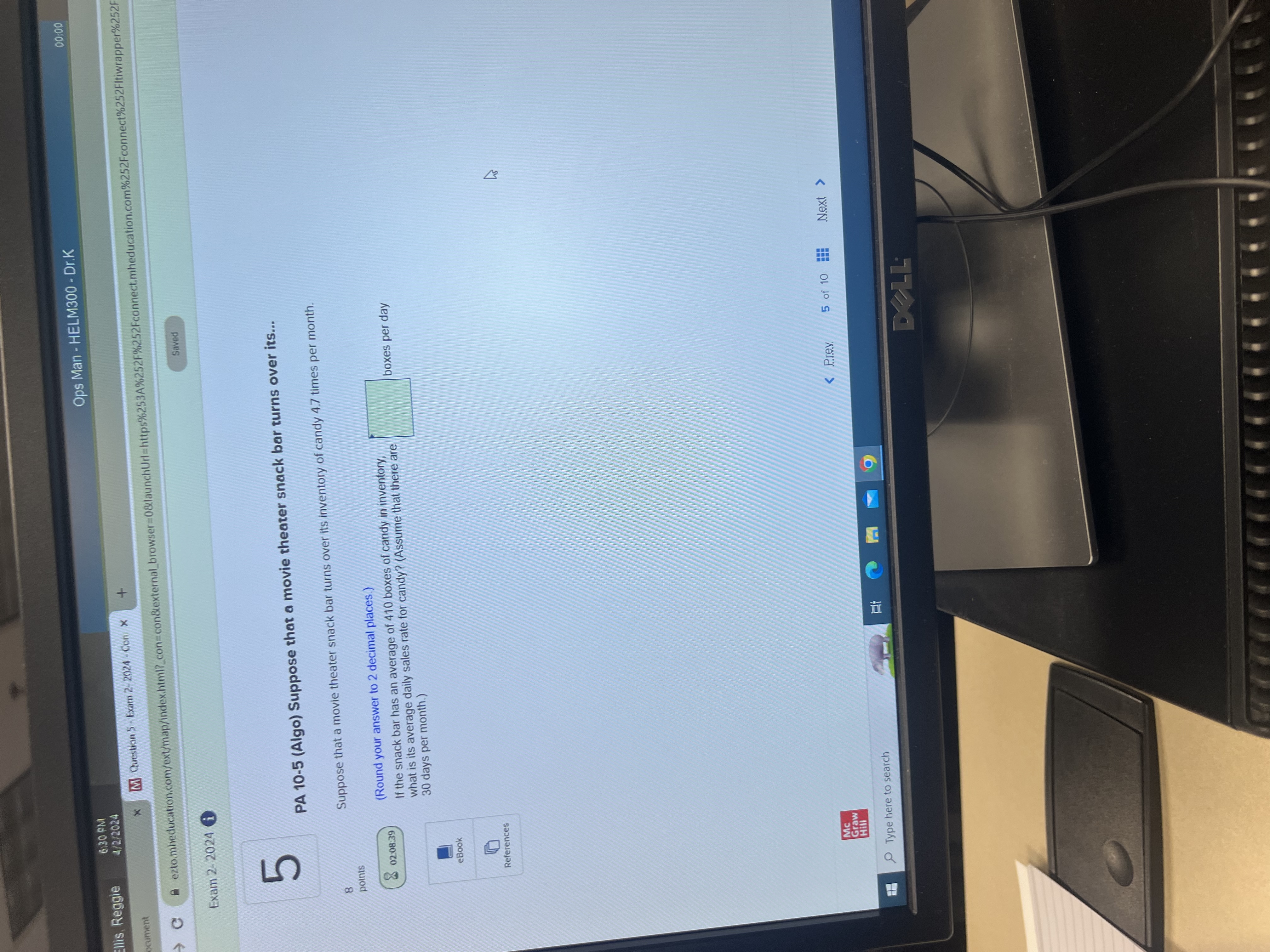  Ops Man - HELM300- Dr.K 00:00 Exam 2-2024 Saved PA 10-5(Algo)