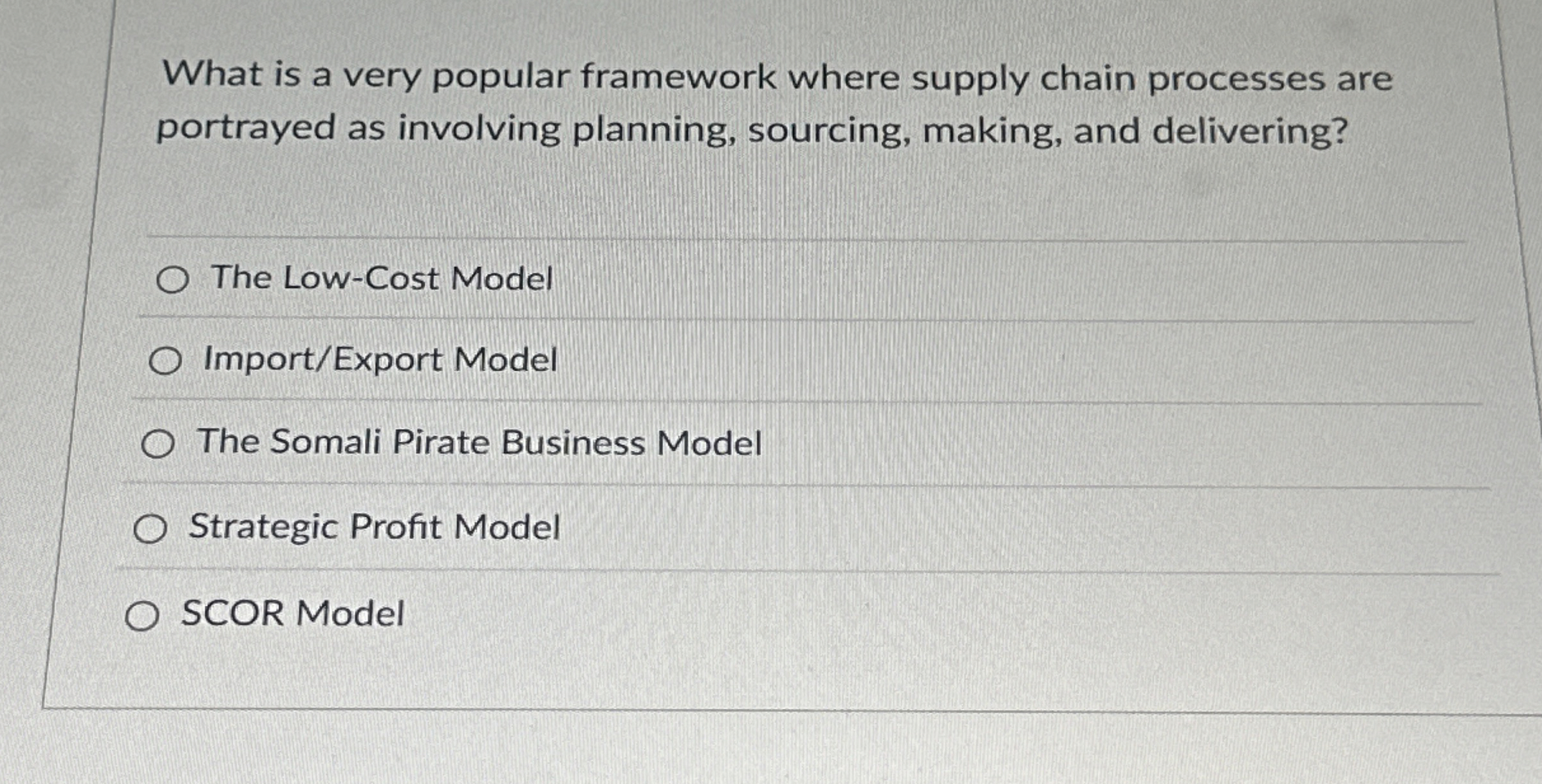  What is a very popular framework where supply chain processes are
