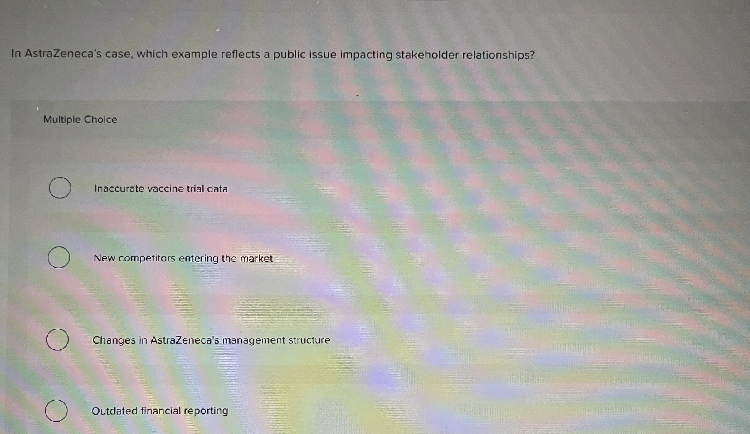  In AstraZeneca's case, which example reflects a public issue impacting stakeholder