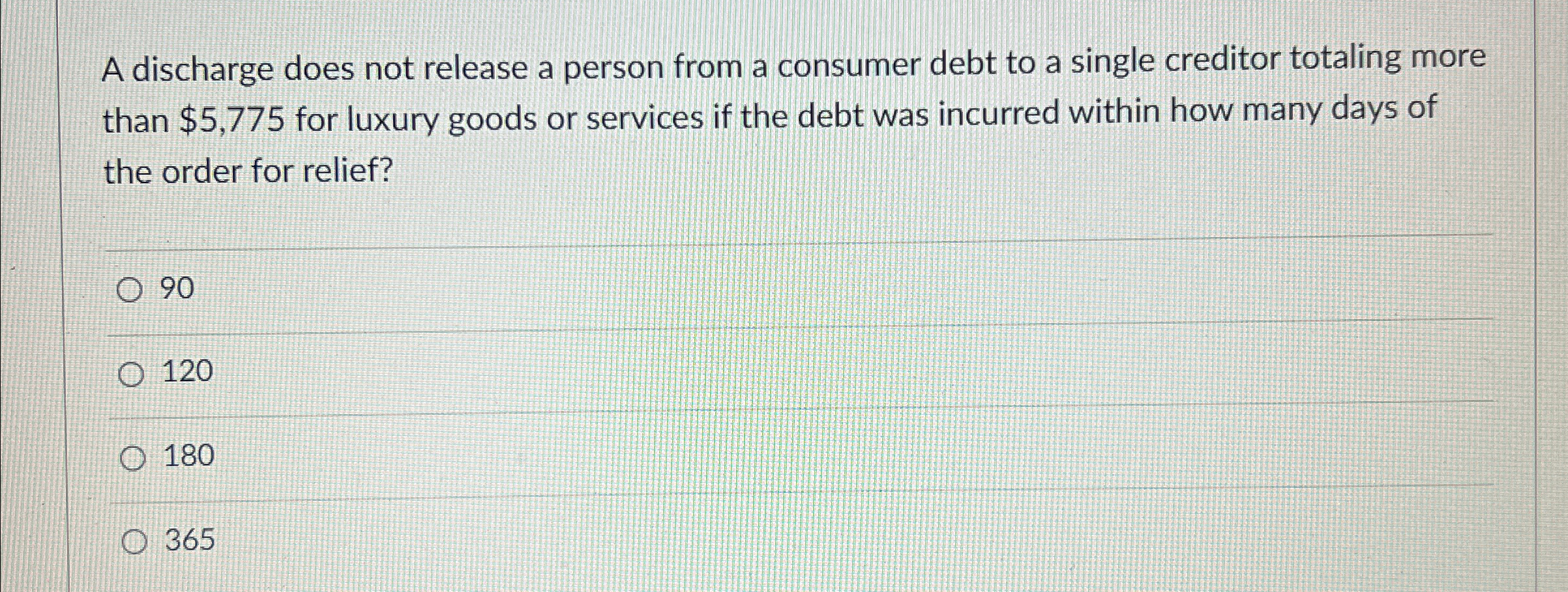  A discharge does not release a person from a consumer debt