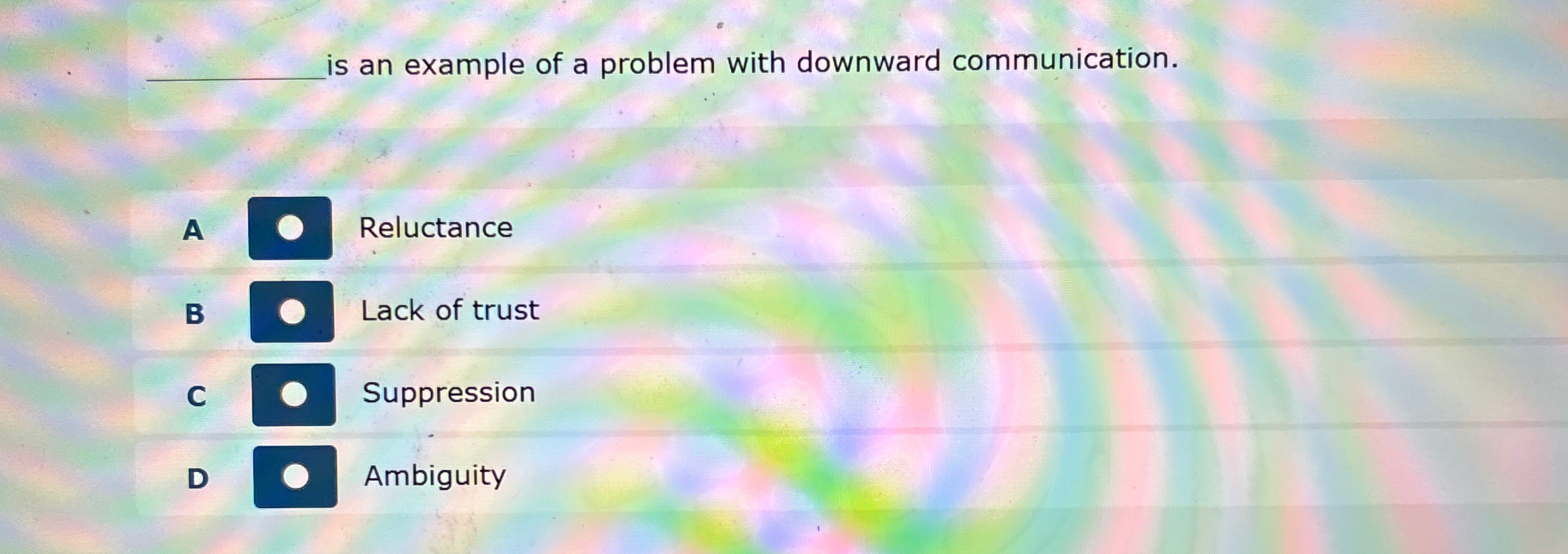  is an example of a problem with downward communication. A Reluctance