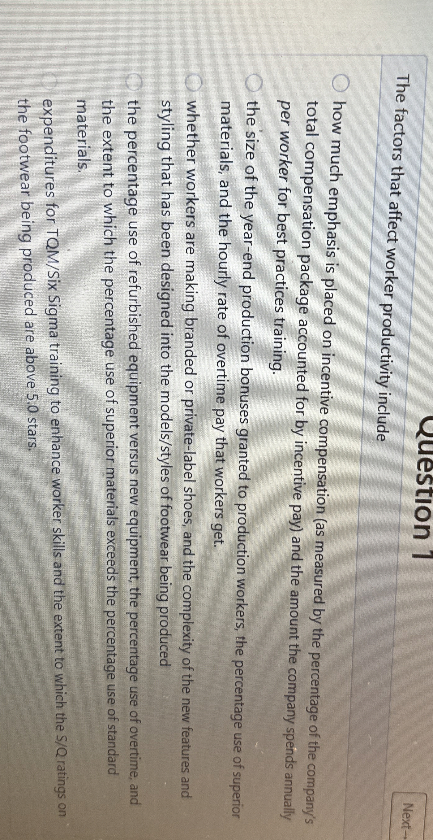  The factors that affect worker productivity include how much emphasis is