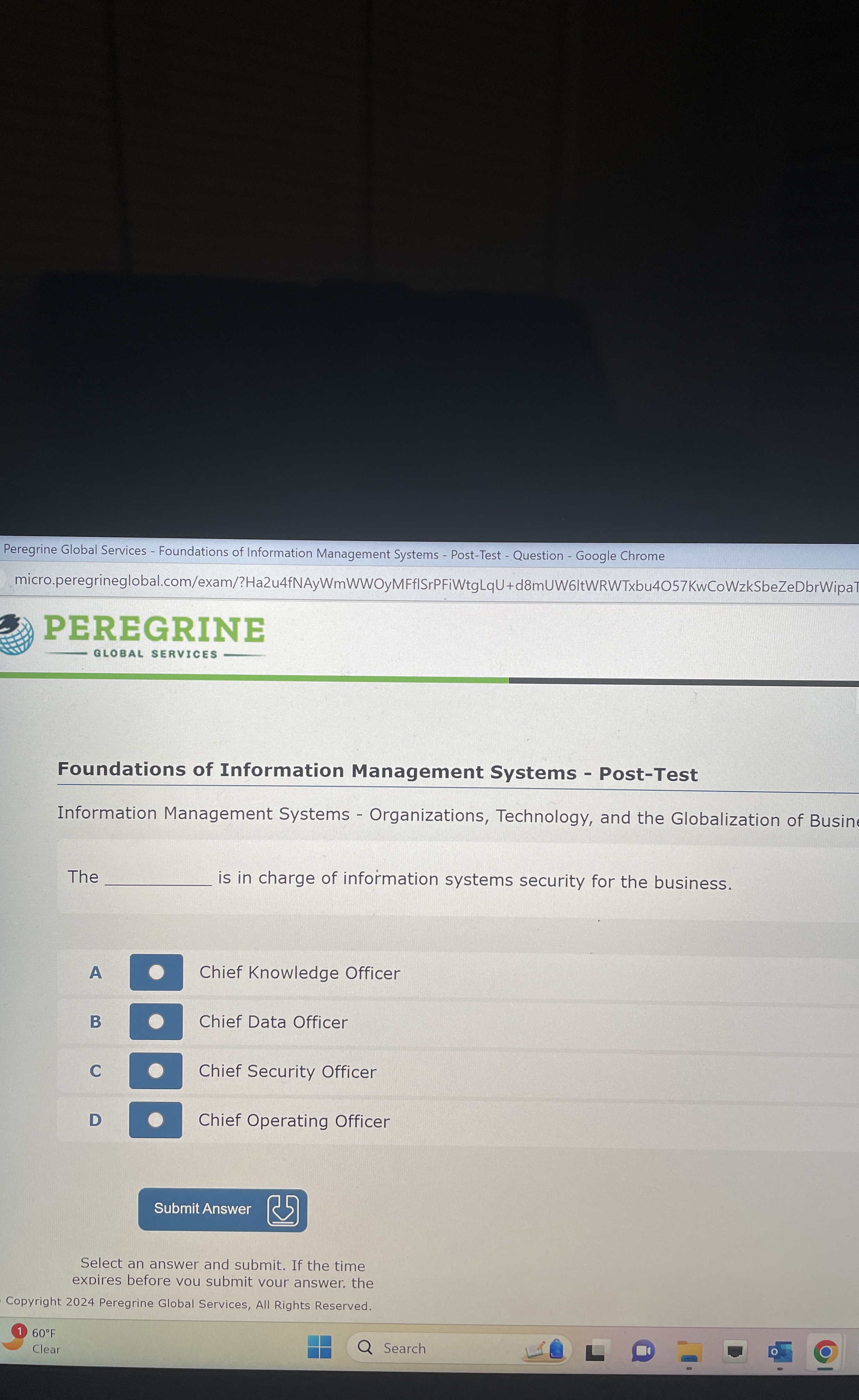  Foundations of Information Management Systems - Post-Test Information Management Systems -