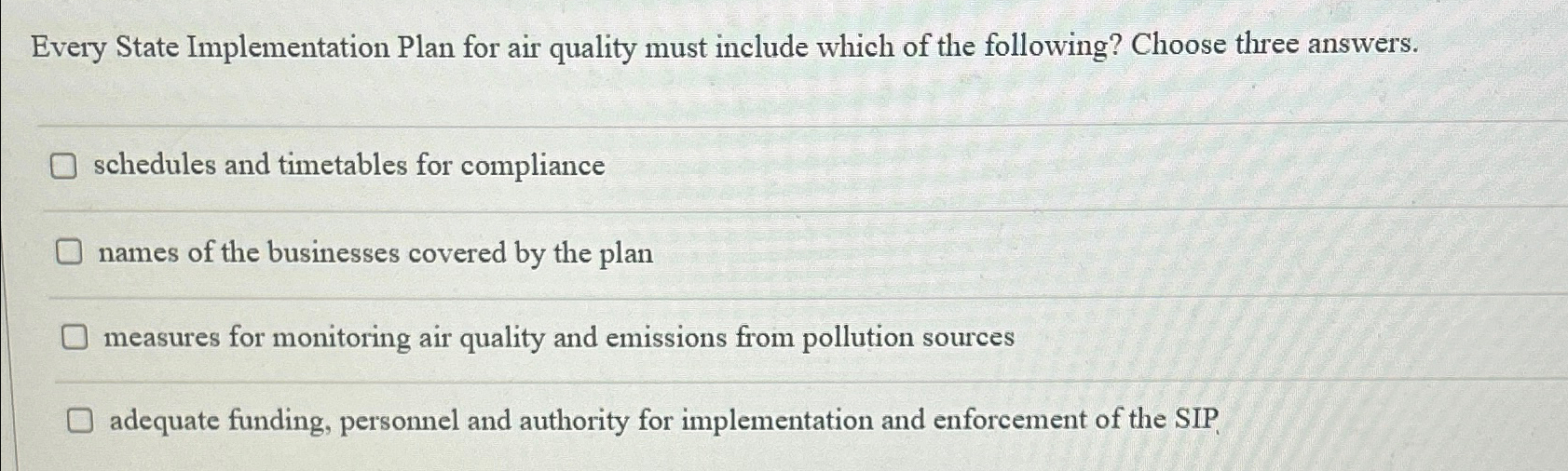  Every State Implementation Plan for air quality must include which of