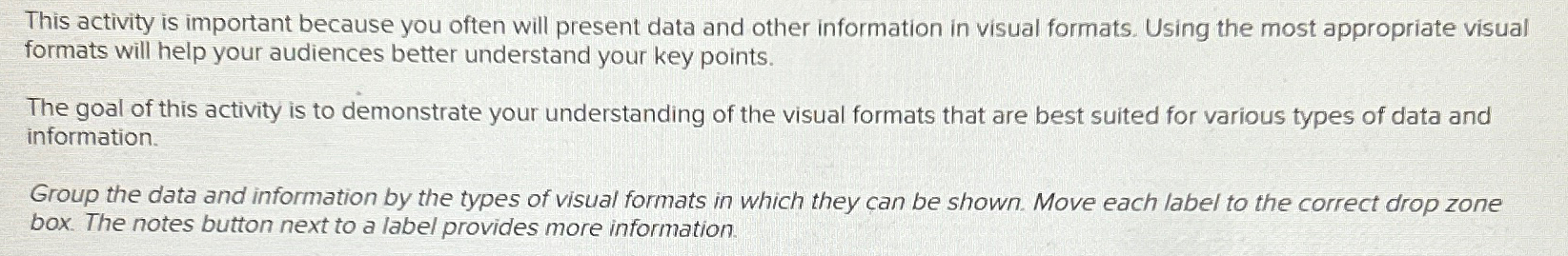  This activity is important because you often will present data and