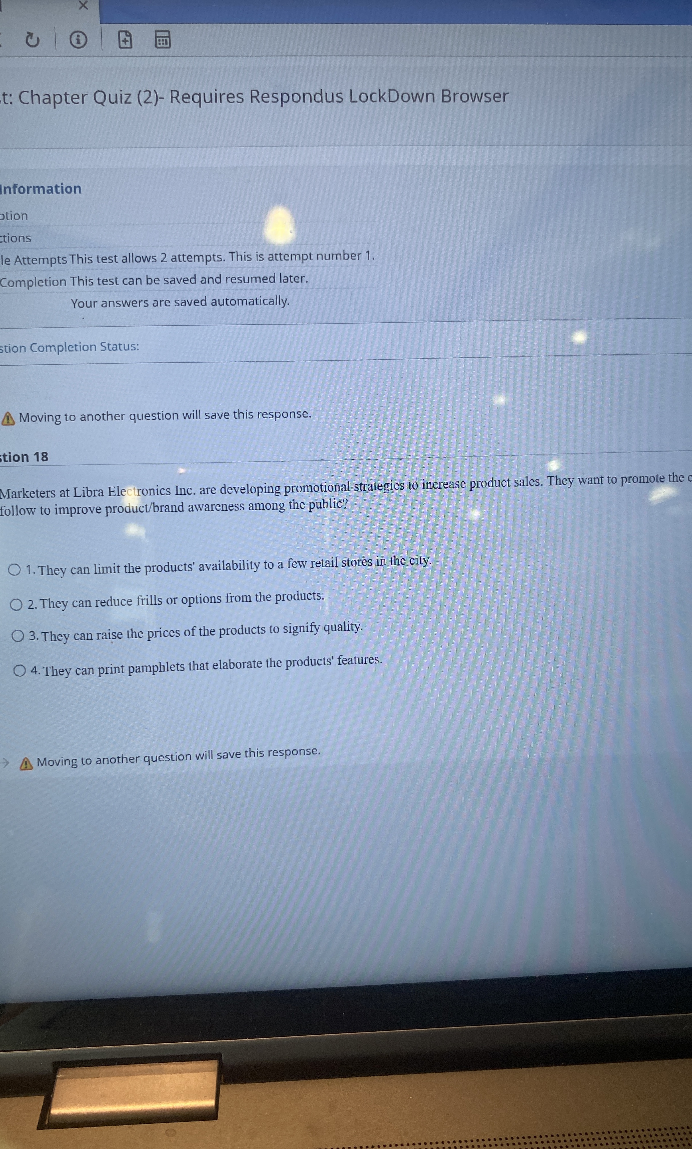  Moving to another question will save this response. tion 18 Marketers