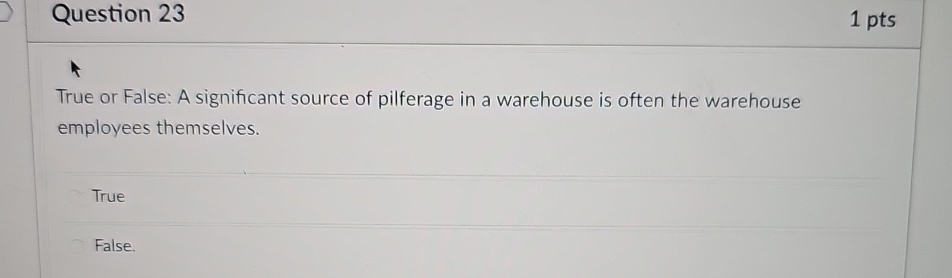  Question 23 1 pts True or False: A significant source of