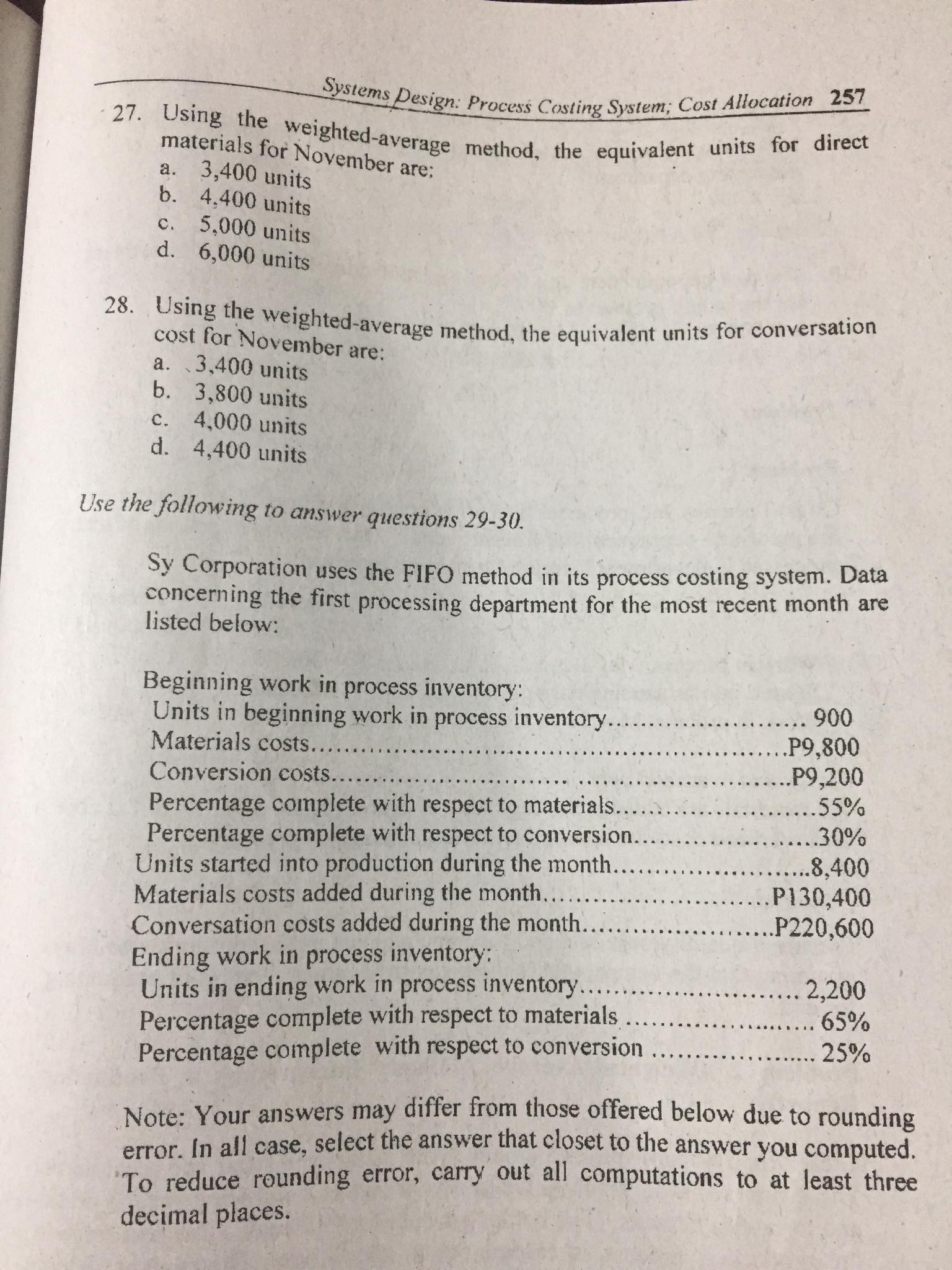equivalent units for labor and overhead for March, using the FIFO method,