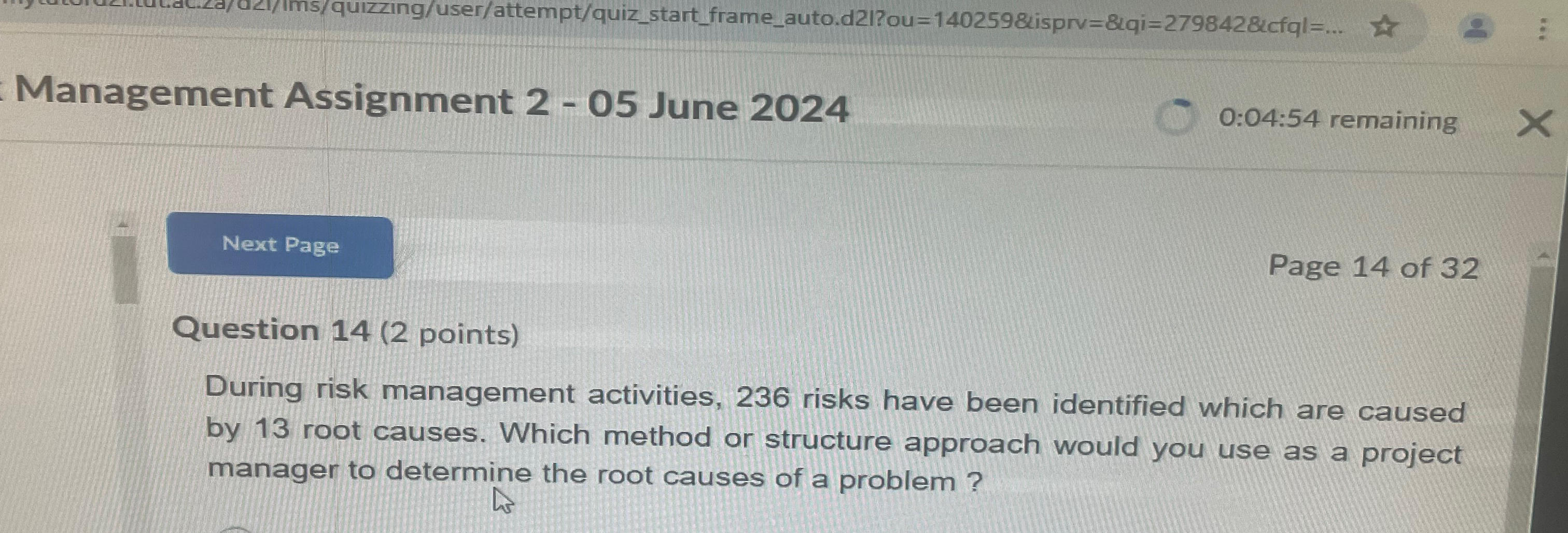  Management Assignment 2-05 June 2024 0:04:54 remaining Page 14 of 32